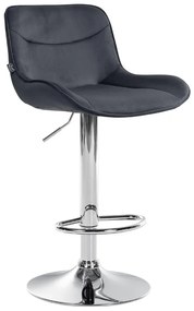Banco alto em veludo com estrutura prateada 85-106 x 49 x 51 cm preto