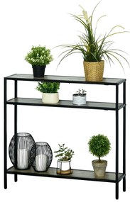 Outsunny Mesa estilo industrial mesa de entrada com prateleiras 80x20x75 cm Madeira