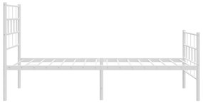 Estrutura de cama com cabeceira e pés 75x190 cm metal branco