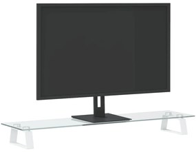 Suporte para monitor 80x20x8 cm vidro temperado e metal branco