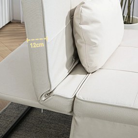 Sofá-Cama "Açores" 3 em 1 - Branco Gelo - 95x179x78 cm - Linho e Metal