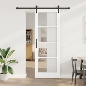 Porta Deslizante vidaXL com Conjunto de Ferragens Brancas 83x232 cm Ma