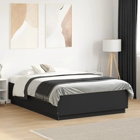 Estrutura cama c/ luzes LED 120x190 cm derivados madeira preto