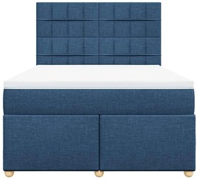 Cama com molas/colchão 140x190 cm tecido azul