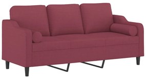 Sofá 3 lug. + almofadas decorativas 180cm tecido vermelho tinto