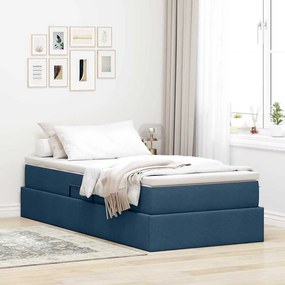 vidaXL Cama com arrumação e colchão Azul 90 x 200 cm Poliéster
