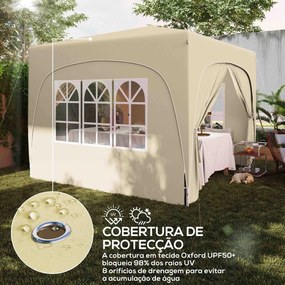 Tenda Dobrável Tenda 3x3 m com Painéis Laterais UPF50+ Tenda de Jardim