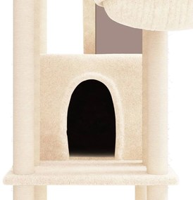 Árvore p/ gatos c/ postes arranhadores sisal 201 cm cor creme