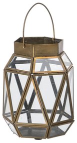 Lanterna Castiçais Cristal Dourado Metal 14 X 14 X 19 cm