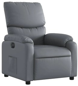 Poltrona reclinável elétrica couro artificial cinzento