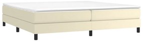 Cama com molas/colchão 200x200 cm couro artificial cor creme
