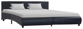 Estrutura de cama c/ LED 180x200 cm couro artificial preto