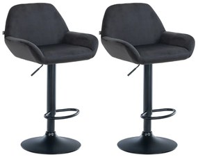 Conjunto de 2 bancos altos em veludo com estrutura preta 89-109 x 51 x 52 cm preto