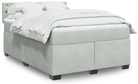 vidaXL Cama com molas/colchão 140x200 cm veludo cinzento-claro