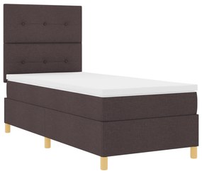 Cama Box Spring com Colchão Marrom Escuro 80x200 cm Tecido