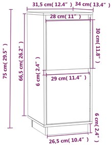 Aparadores 2 pcs 31,5x34x75 cm madeira de pinho maciça branco