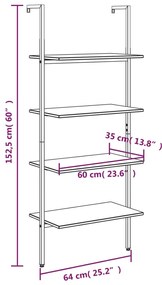 Unidade 4 prateleiras inclinada 64x35x152,5 cm preto