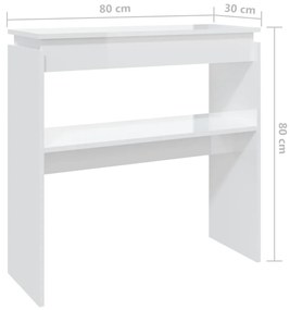 Mesa consola 80x30x80 cm derivados de madeira branco brilhante