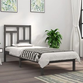vidaXL Estrutura de cama 100x200 cm pinho maciço cinzento