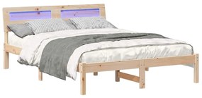 Estrutura da Cama com luzes de tira LED com cabeceira Castanho 120 x 2