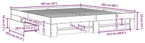 Estrutura de cama 180x200 cm derivados de madeira cinza cimento