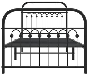 Estrutura de cama com cabeceira e pés 90x190 cm metal preto