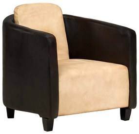 vidaXL Poltrona de couro genuíno bronze e preto