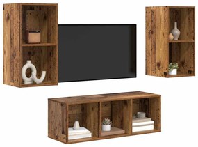 Conjunto de Estantes para TV 3 pcs Madeira antiga