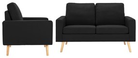 2 pcs conjunto de sofás tecido preto