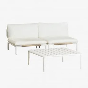 Conjunto De Jardim Com Sofá Modular De 2 Peças E Mesa De Centro Em Aço Roubly Beige De Amêndoa - Sklum