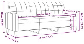 Sofá de 3 lugares 180 cm veludo amarelo