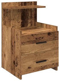 Mesas de cabeceira 2 peças com 2 gavetas madeira antiga 40x36,5x62 cm
