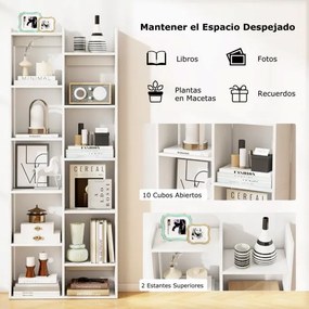 Estante de 12 níveis moderna e organizadora, para livros, para escritório em casa, 65 x 20 x 162 cm Branca