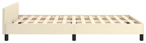Estrutura de cama c/ cabeceira couro artificial 120x200cm creme