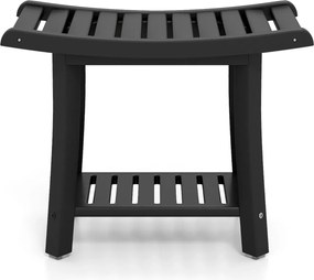 Banco de banho curvo para idosos HDPE impermeável 60,5 cm x 34 cm x 48 cm Preto