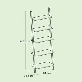 Estante de 6 prateleiras tipo escada para livros 30 x 60 x 204,8 cm castanho-preto