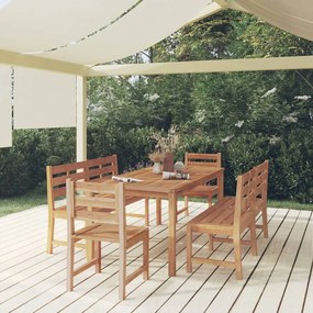 vidaXL 5 pcs conjunto de jantar p/ jardim madeira de teca maciça