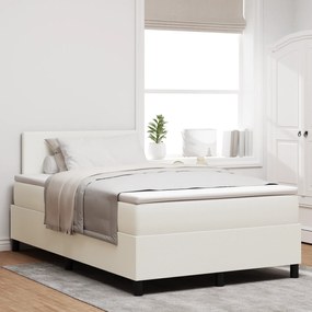 Cama Box Spring com Colchão Creme 120x200 cm Tecido de Veludo Cotelê