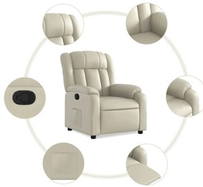 Poltrona reclinável couro artificial cor creme