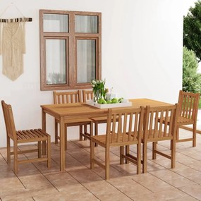 vidaXL 7 pcs conjunto de jantar para jardim madeira de teca maciça