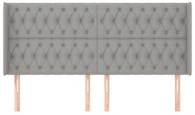 Cabeceira cama c/ abas tecido 203x16x118/128 cm cinzento-claro