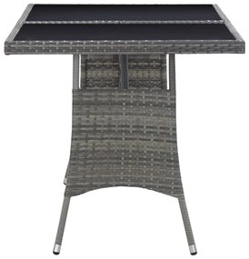 Mesa de jardim em vime PE 140x80x74 cm cinzento