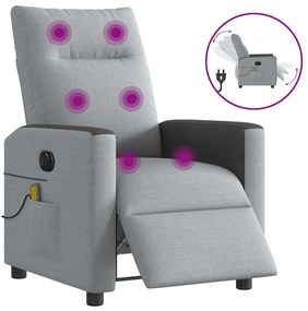 vidaXL Poltrona de massagens reclinável elétrica tecido cinzento-claro