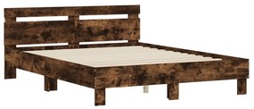 Estrutura cama c/ cabeceira/luzes LED 140x200cm carvalho fumado