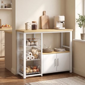 Móvel de Arrumação de Cozinha para Micro-ondas, 100 x 35 x 80 cm, 3 Cestos Deslizantes, Branco