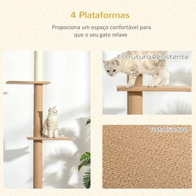 Arranhador para Gatos de Chão ao Teto 43x27x228-260 cm Castanho Claro