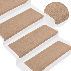 Tapetes de escada adesivos 30 pcs 65x24,5x3,5 cm bege