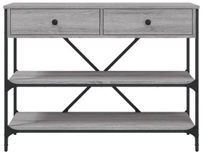 Mesa consola gavetas/prateleiras deriv. madeira cinzento sonoma