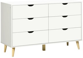 Cómoda "Astrid" com 6 Gavetas e Pés Elevados - 120x40x76 cm - Branco