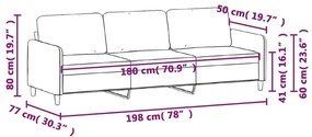 Sofá de 3 Lugares Chloé - Em Tecido - Cor Castanho - 198x77x80 cm - Co